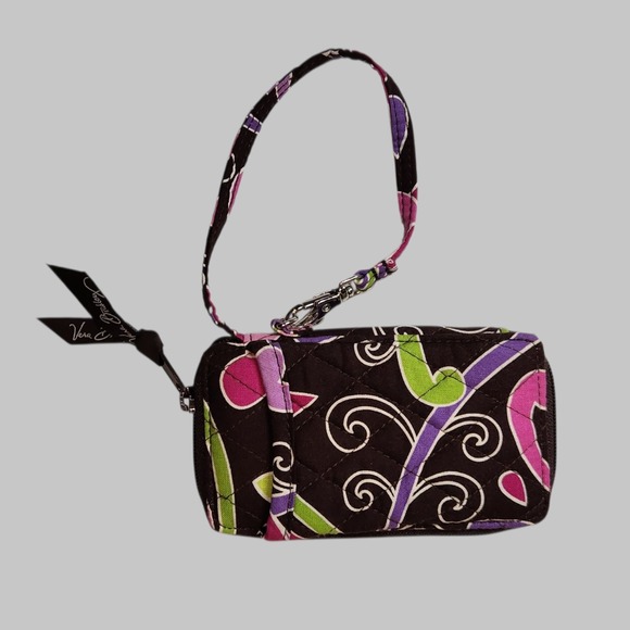 Vera Bradley All in One ID Wristlet Zip Wallet Retired Purple Punch 5.5 x 3.5 - Picture 2 of 3